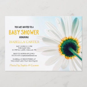Convites Daisy   Amarelo   Chás de Bebê