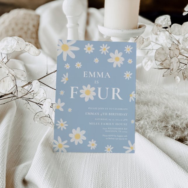 Convites Daisy Blue Daisy Quarto Quarto Quarto Quatro Anive (Criador carregado)