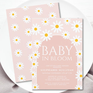 Convites Daisy Boho Baby In Bloom Pink Chá de fraldas