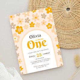 Convites Daisy Boho Festa de primeiro aniversario Floral