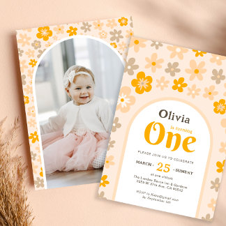 Convites Daisy Boho Festa do primeiro aniversario Floral de
