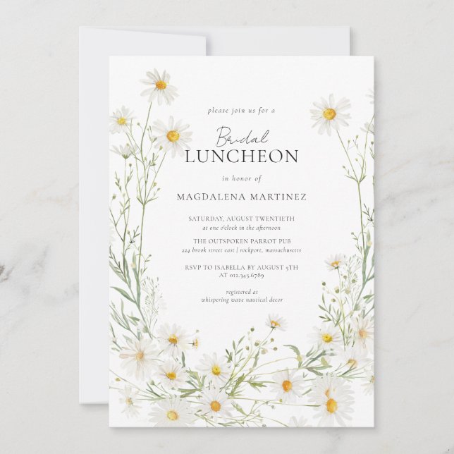 Convites Daisy Boho Wildflower Rustic Bridal Luncheon (Frente)
