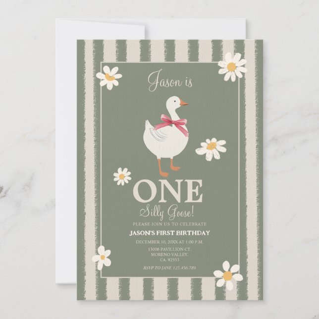 Convites Daisy Boys Bobo Goose Themed Birthday Invite (Frente)