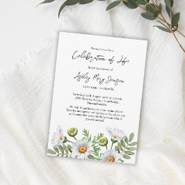 Convites Daisy Celebration of Life Funeral
