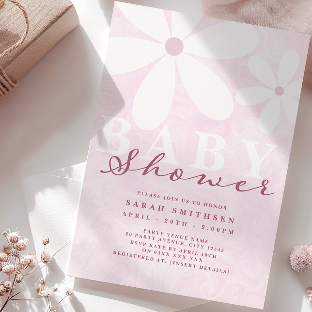 Convites Daisy Chá de fraldas Pinks (Criador carregado)