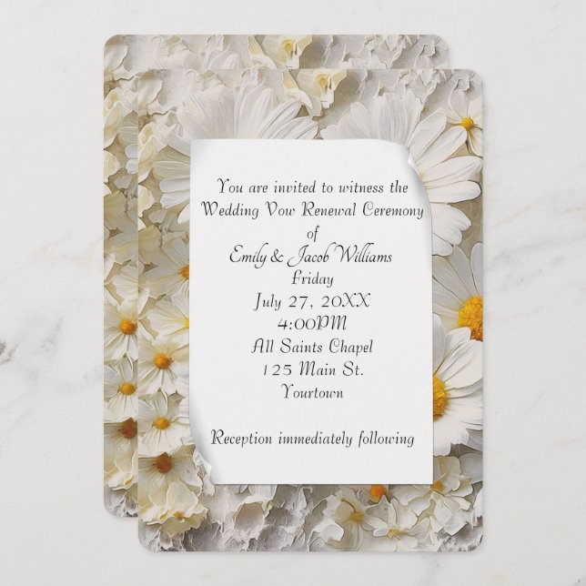 Convites Daisy Collection Vow Renewal Wedding (Frente/Verso)