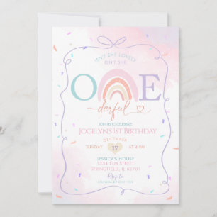 Convites Daisy Colorful primeiro aniversario desenhado à mã