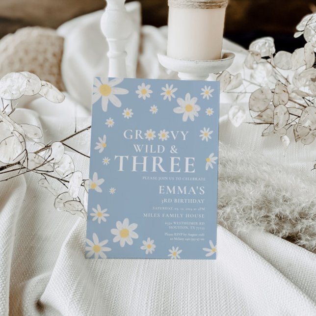 Convites Daisy Dusty Aniversário de criança Azul (Criador carregado)