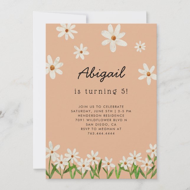 Convites Daisy Festa de aniversário (Frente)
