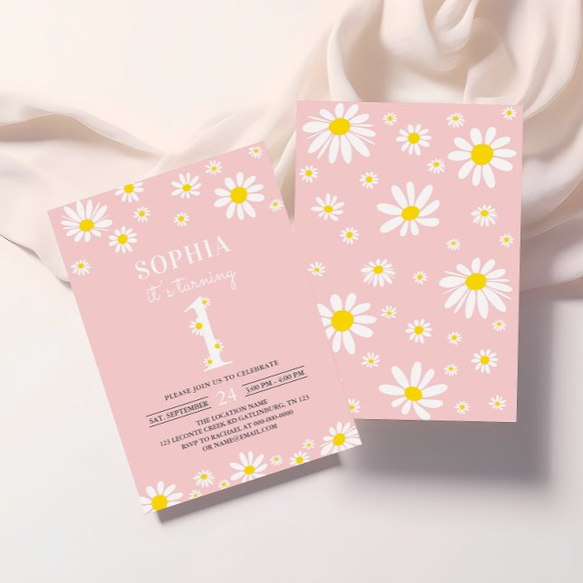 Convites Daisy Festa de aniversário Bohmian primeiro aniver (Criador carregado)