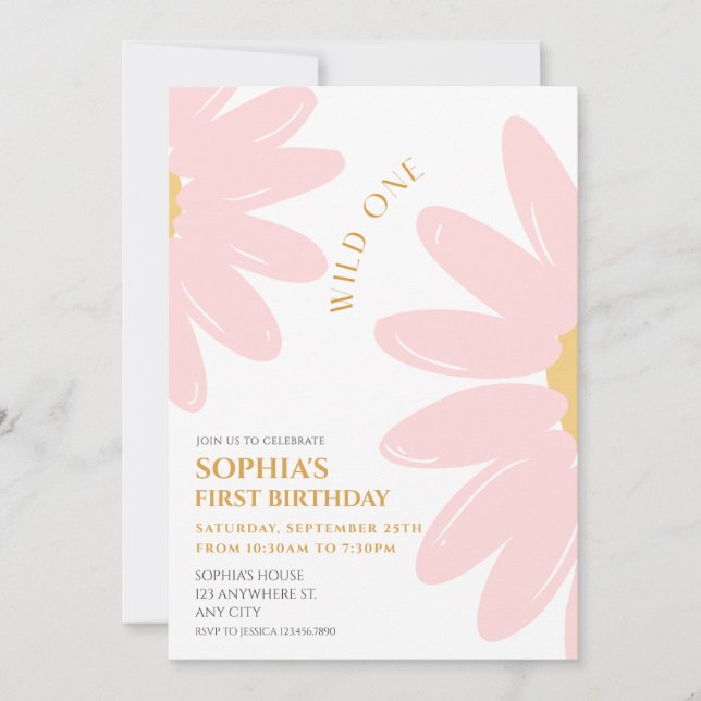 Convites Daisy Festa de aniversário Bohmian Wild One primei (Frente)