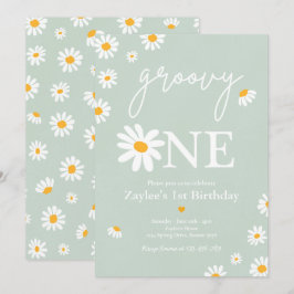 Convites Daisy Festa de aniversário Boho Groovy Um primeiro