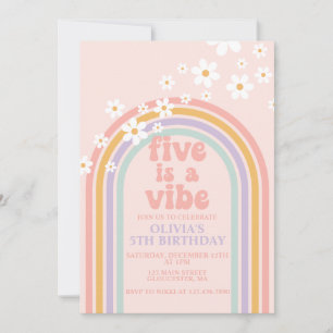 Convites Daisy Five é um Vibe Pastel arco-íris de 5º aniver