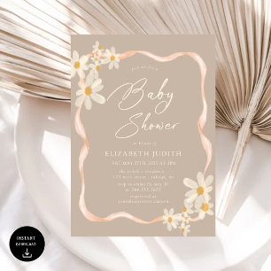 Convites Daisy Floral Brown Chá de fraldas