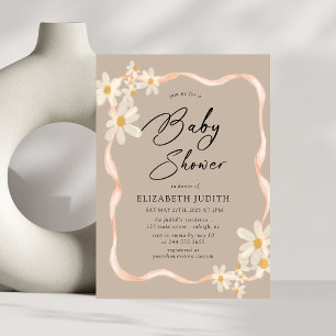 Convites Daisy Floral Brown Chá de fraldas