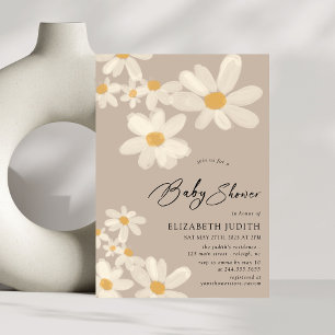 Convites Daisy Floral Brown Chá de fraldas