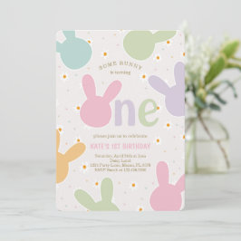 Convites Daisy Floral Bunny primeiro aniversario