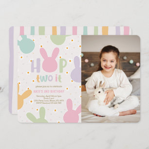 Convites Daisy Floral Bunny segundo aniversário