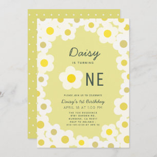 Convites Daisy Floral Yellow primeiro aniversario