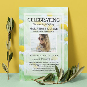 Convites Daisy Funeral Celebrar Foto Memorial Life