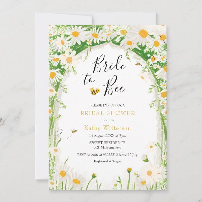 Convites Daisy Garden e Bee Bride para Bee Bridal (Frente)