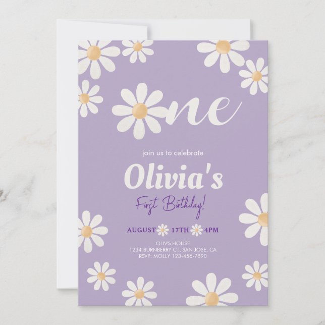 Convites Daisy Girl aniversário (Frente)