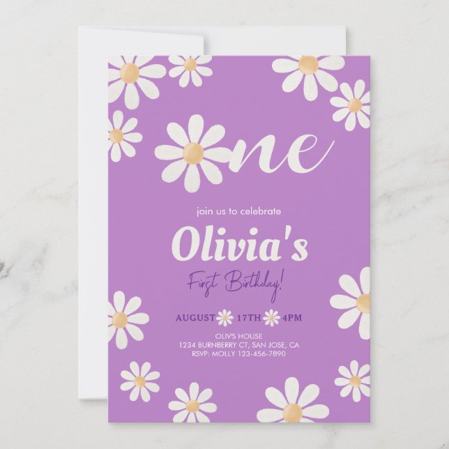 Convites Daisy Girl aniversário (Frente)