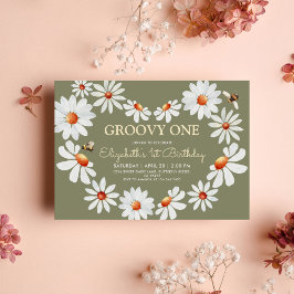 Convites Daisy Groovy Um primeiro aniversario