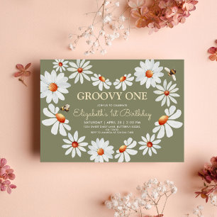Convites Daisy Groovy Um primeiro aniversario