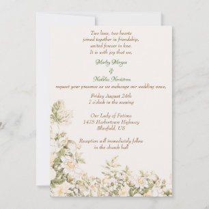 Convites Daisy, Lily do Vale em Ecru Wedding