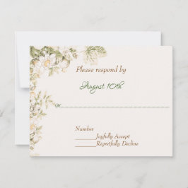 Convites Daisy, Lily do Vale em Ecru Wedding RSVP