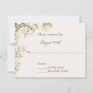 Convites Daisy, Lily do Vale no Ecru Wedding RSVP