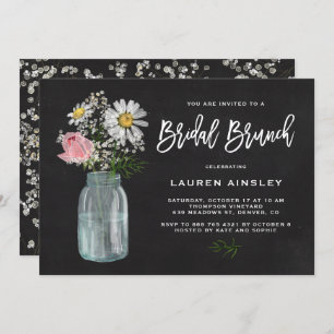 Convites Daisy Mason Jar Rustic Chalkboard Bridal Brunch