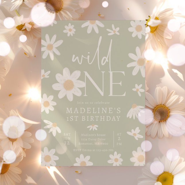 Convites Daisy primeiro aniversario Wildflower Birthday (Criador carregado)