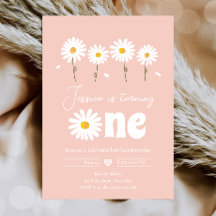 Daisy Retro Boho Party Pink Girl Primeiro Aniversá