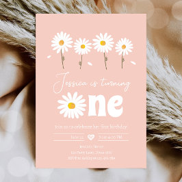 Convites Daisy Retro Boho Party Pink Girl Primeiro Aniversá