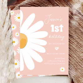 Convites Daisy Retro Boho Party Pink Girl Primeiro Aniversá