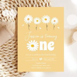 Convites Daisy Retro Boho Party Yellow Girl Primeiro Aniver