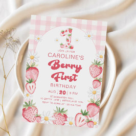 Convites Daisy Strawberry Berry First primeiro aniversario