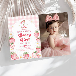 Convites Daisy Strawberry Berry Foto do primeiro primeiro a