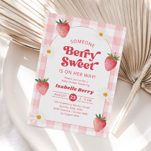 Convites Daisy Strawberry Berry Sweet Baby Girl Chá