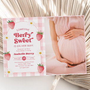 Convites Daisy Strawberry Berry Sweet Foto do Chá de fralda