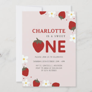 Convites Daisy Strawberry Light Cinza 1 rua Verão Aniversár