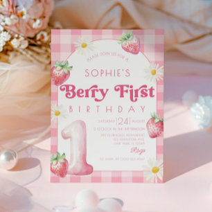 Convites Daisy Strawberry primeiro aniversario Berry Primei