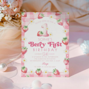 Convites Daisy Strawberry primeiro aniversario Berry Primei