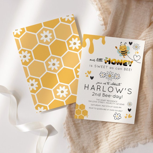 Convites Daisy Sweet como Bee Honey Bumble Bee Birthday (Criador carregado)