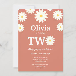Convites Daisy Terracota Bohemian segundo aniversário party