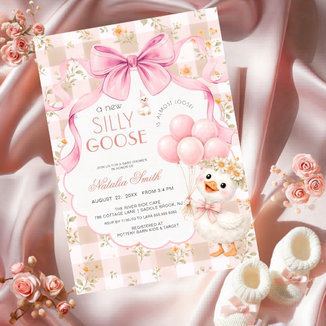 Convites Daisy Tudo em Um Ganso Bobo Laço Rosa Chá de Bebê (Criador carregado)