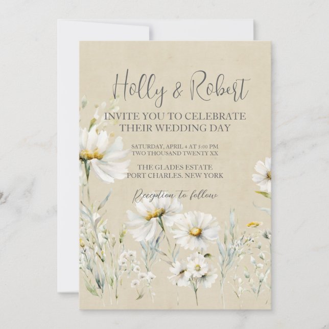Convites Daisy Wedding Photo Code (Frente)