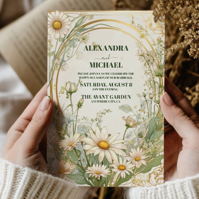 Convites Daisy White Floral Wedding (Criador carregado)